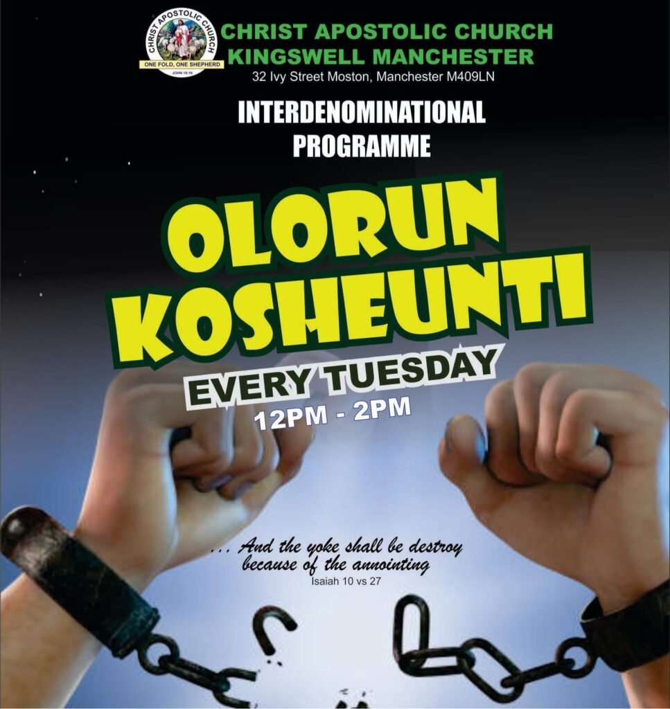 Flyer for OLORUN KOSHEUNTI - CAC KINGSWELL MANCHESTER